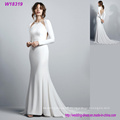 Luxury Bridal Hot Sale White Wedding Dresses Long Sleeve Backless Satin Mermaid Court Train Bridal Gown Custom Made